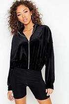 Boohoo Batwing Velvet Bomber Jacket