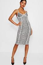 Boohoo Elzia Animal Print Panelled Midi Dress
