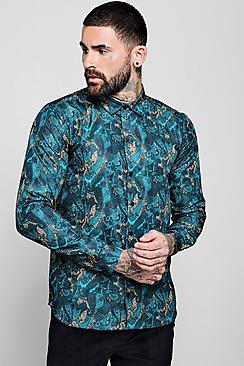 Boohoo Mixed Animal Paisley Print Long Sleeve Shirt