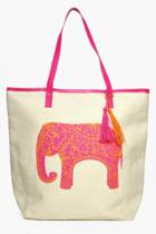 Boohoo Nadia Elephant Straw Beach Bag Pink