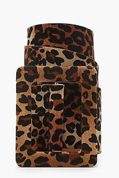 Boohoo Self Buckle Leopard Suede Belt
