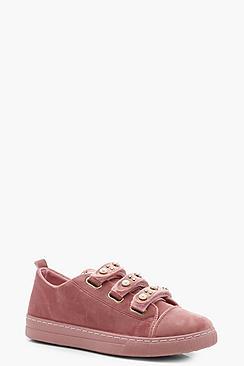 Boohoo Anna Pearl Velcro Strap Trainer