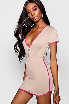 Boohoo Neon Binding Mini Skirt