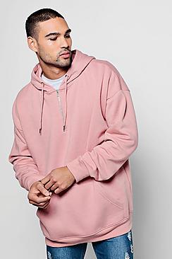 Boohoo Half Zip Oversized Over The Head Hoodie