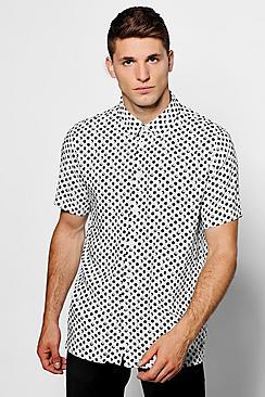 Boohoo White Polka Dot Short Sleeve Shirt