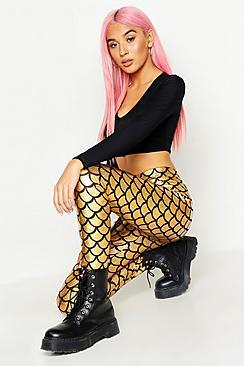 Boohoo Holographic Mermaid Print Legging