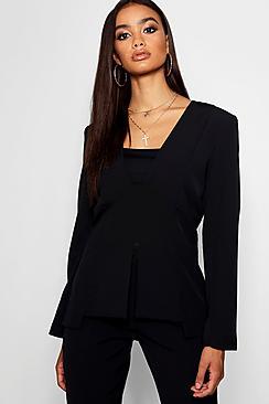 Boohoo Covered Button Detail Blazer