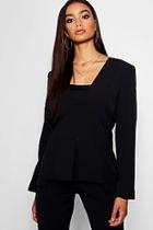 Boohoo Covered Button Detail Blazer