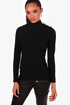 Boohoo Katie Military Button Detail Jumper