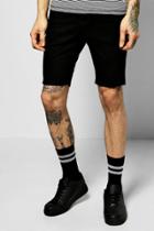Boohoo Skinny Stretch Biker Denim Shorts Black