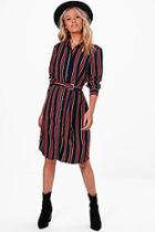 Boohoo Tilly Stripe Buckle Shirt Dress