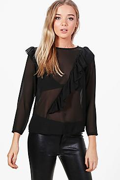 Boohoo Olivia Frill Detail Blouse