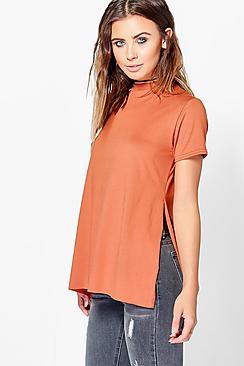 Boohoo Petite Alexis Split Side Premium Tee