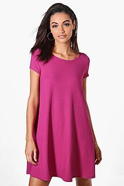 Boohoo Alicia Cap Sleeve Swing Dress