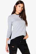 Boohoo Emma Tie Side Fine Knit Jumper Grey