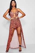 Boohoo Leopard Print Split Front Maxi Top