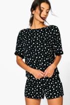 Boohoo Tall Vernis All-over Star Print Short And T-shirt Set Black