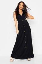Boohoo Ribbed Button Front Maxi Dress