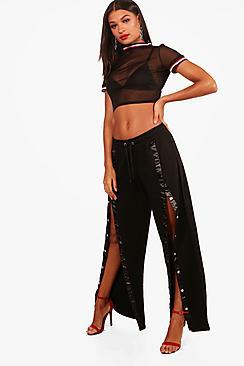 Boohoo Eve Popper Front Sweat Jogger