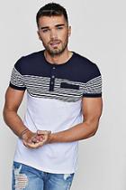 Boohoo Muscle Fit Grandad Collar Panelled T-shirt