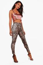 Boohoo Zoe Leopard Print Velvet Legging