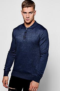 Boohoo Long Sleeve Knitted Polo