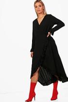Boohoo Plus Naomi Plus Long Ruffle Wrap Midi Dress