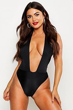 Boohoo Halterneck Plunge Swimsuit