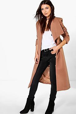 Boohoo Evie Shawl Collar Wrap Coat