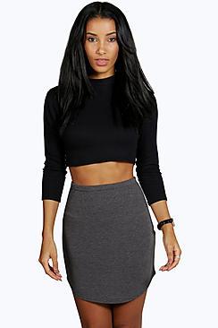 Boohoo Vienna Curved Hem Mini Skirt