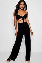 Boohoo Frey Tie Front Top & Wide Leg Trouser Co-ord