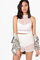 Boohoo Natasia Halter Mesh Crop & Short Co-ord