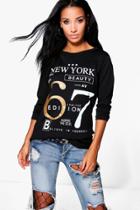 Boohoo Jasmine New York Knitted Top Black