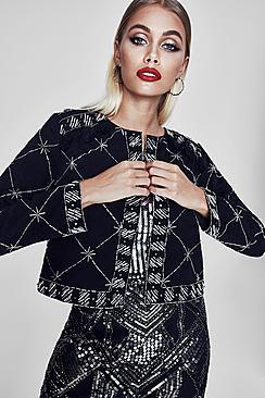 Boohoo Premium Verity Tassle & Beaded Embellished Jacket