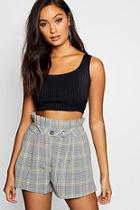 Boohoo Prince Of Wales Checked Paperbag Short