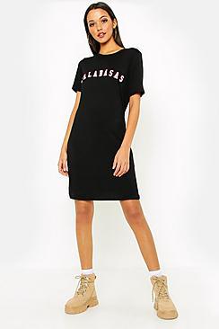 Boohoo Tall Calabasas Slogan T-shirt Dress