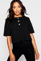 Boohoo Gold Button Detail Boxy Top