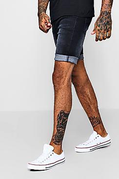 Boohoo Spray On Washed Black Denim Shorts