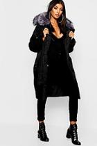 Boohoo Oversized Faux Fur Fly Hood Luxe Parka