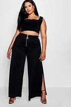 Boohoo Plus Becky O Ring Zip Wide Leg Trouser