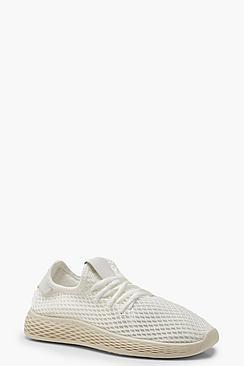 Boohoo Neon Mesh Lace Up Sports Trainers