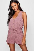 Boohoo Horn Button Down Pocket Playsuit