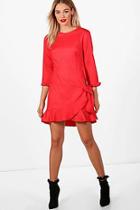 Boohoo Immi Frill Hem Tie Detail Shift Dress