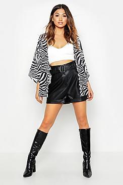 Boohoo Black Mono Print Kimono