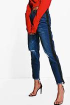 Boohoo Hatty High Rise Two Tone Stripe Boyfriend Jeans