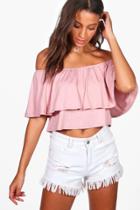 Boohoo Tall Lily Frill Crop Top Nude