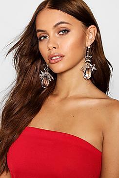 Boohoo Claire Clear Floral Abstract Earrings