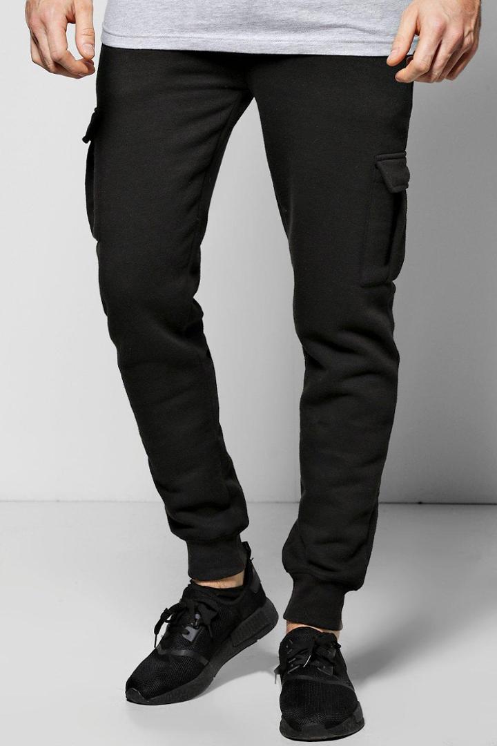 Boohoo Skinny Fit Utility Joggers Black