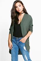 Boohoo Olivia Drape Cardigan Khaki