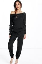 Boohoo Cara Bardot Top And Trouser Loungewear Set Black